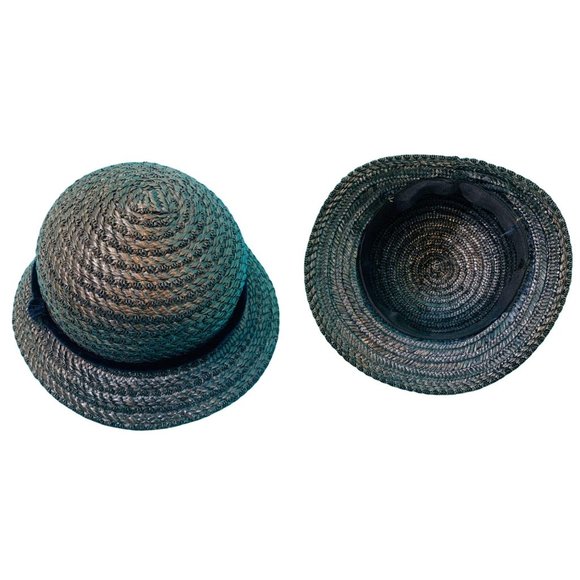 Vintage 1950s Wicker Hat Small Brim Straw Cap - Picture 8 of 10